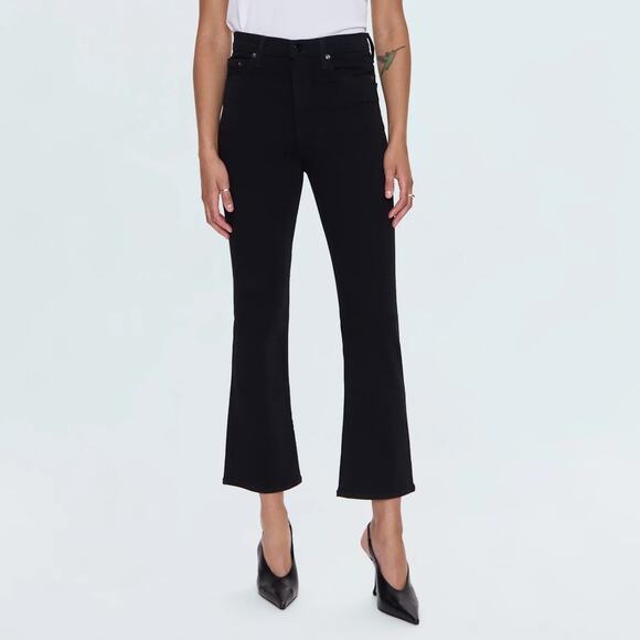 Pistola Lennon High Rise Crop Boot Black  Abyss Raw Hem High Waisted Jeans 27 - Picture 1 of 7